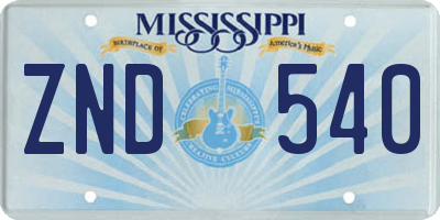 MS license plate ZND540