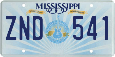 MS license plate ZND541