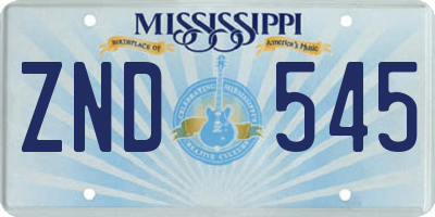 MS license plate ZND545