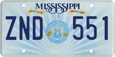MS license plate ZND551