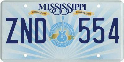 MS license plate ZND554