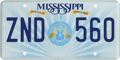 MS license plate ZND560