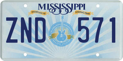 MS license plate ZND571