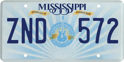 MS license plate ZND572