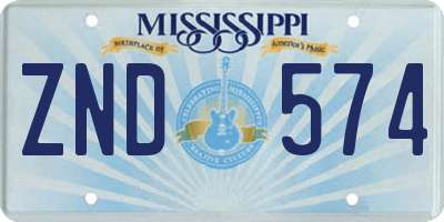 MS license plate ZND574