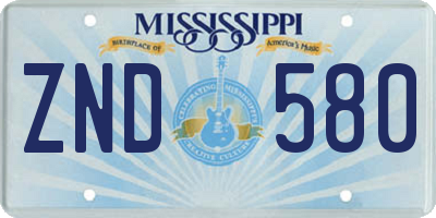 MS license plate ZND580
