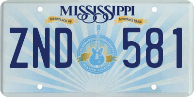 MS license plate ZND581