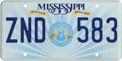 MS license plate ZND583
