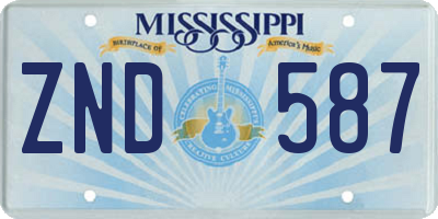 MS license plate ZND587