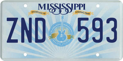 MS license plate ZND593