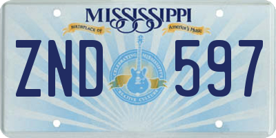 MS license plate ZND597