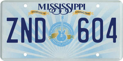 MS license plate ZND604
