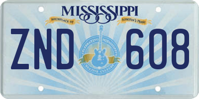MS license plate ZND608