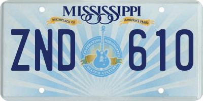 MS license plate ZND610