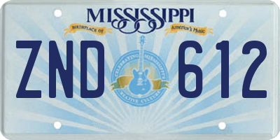 MS license plate ZND612