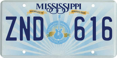 MS license plate ZND616