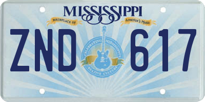 MS license plate ZND617