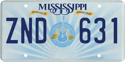 MS license plate ZND631