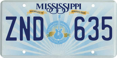 MS license plate ZND635