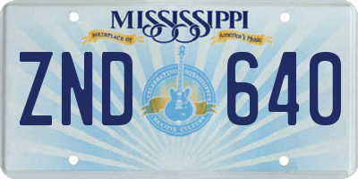 MS license plate ZND640