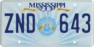 MS license plate ZND643