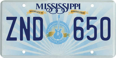 MS license plate ZND650