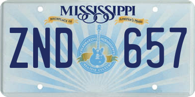MS license plate ZND657