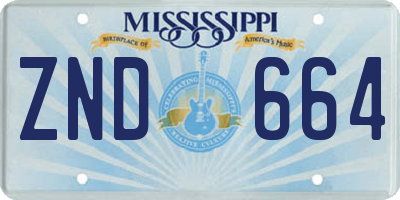 MS license plate ZND664