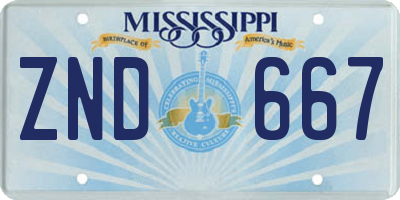 MS license plate ZND667
