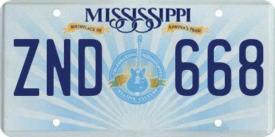 MS license plate ZND668