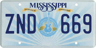 MS license plate ZND669