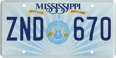 MS license plate ZND670