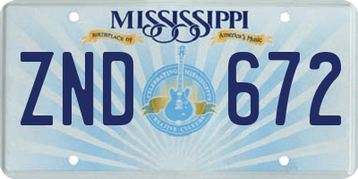 MS license plate ZND672