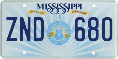 MS license plate ZND680