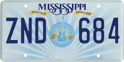 MS license plate ZND684