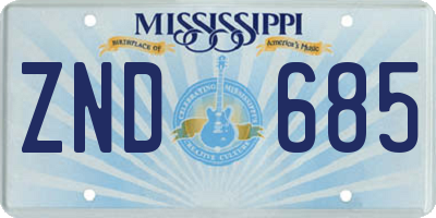 MS license plate ZND685
