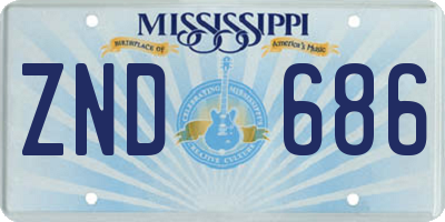MS license plate ZND686