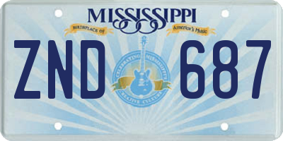 MS license plate ZND687