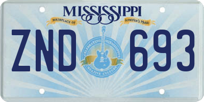 MS license plate ZND693