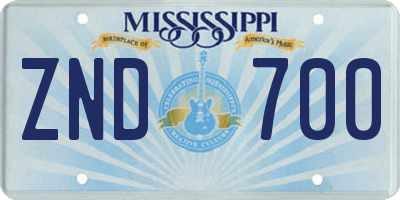 MS license plate ZND700