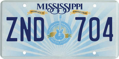 MS license plate ZND704