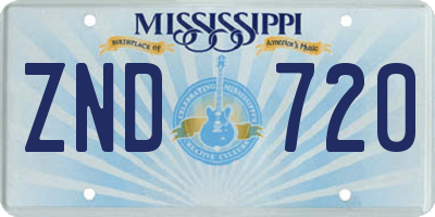 MS license plate ZND720