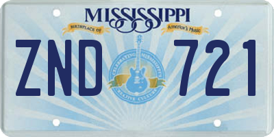 MS license plate ZND721