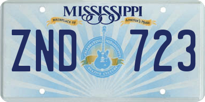 MS license plate ZND723