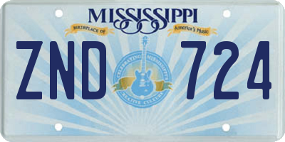 MS license plate ZND724