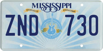 MS license plate ZND730