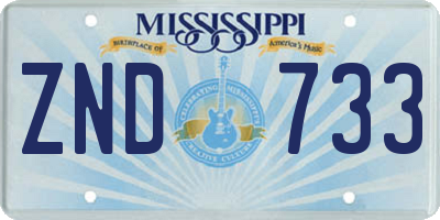 MS license plate ZND733