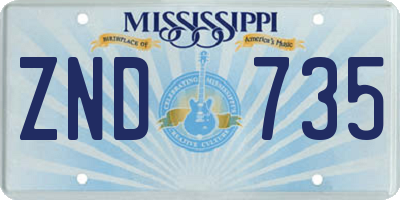MS license plate ZND735