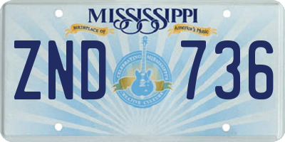 MS license plate ZND736