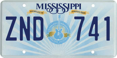 MS license plate ZND741